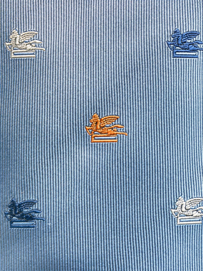 Shop Etro Logo-jacquard Silk Tie In Blue