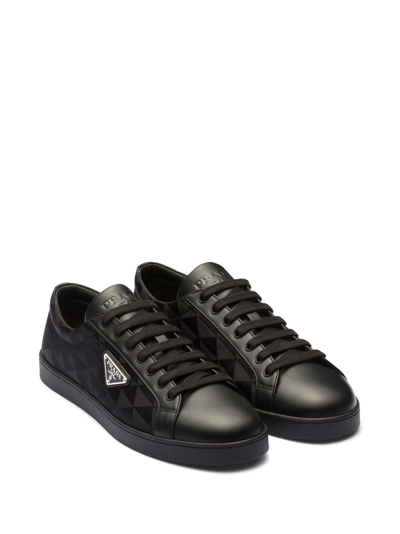 Prada Triangle-logo Lace-up Sneakers In Black