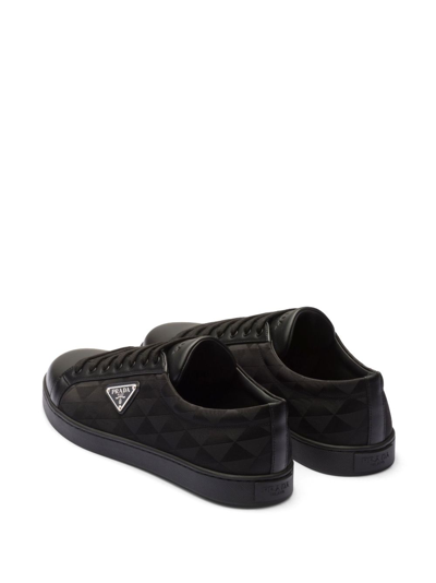 Shop Prada Triangle-logo Lace-up Sneakers In Black