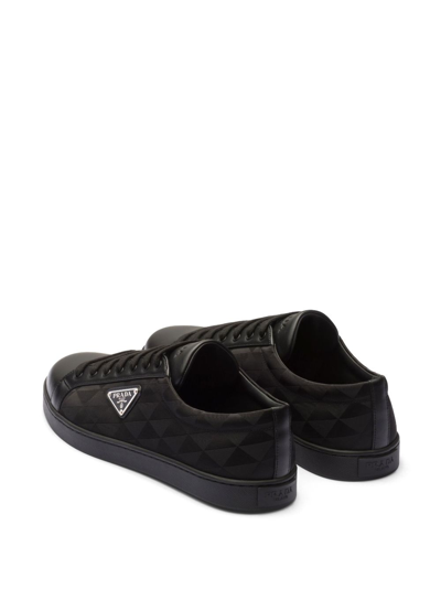 Prada Triangle-logo Lace-up Sneakers In Black