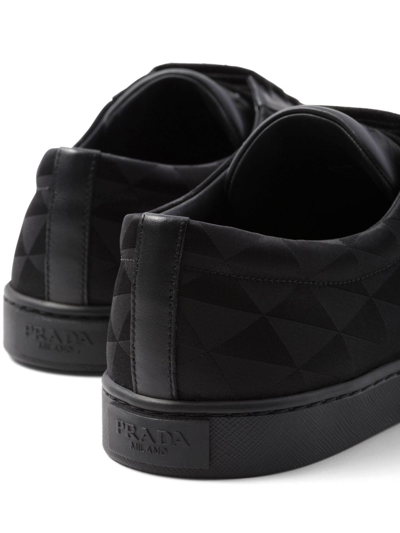 Prada Triangle-logo Lace-up Sneakers In Black