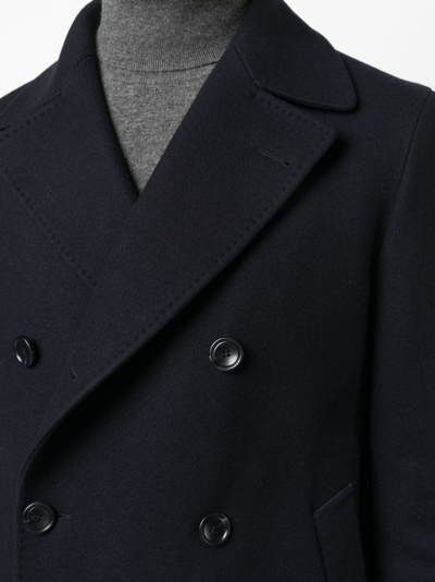 Shop Tagliatore Double-breasted Notched-lapel Coat In Blue
