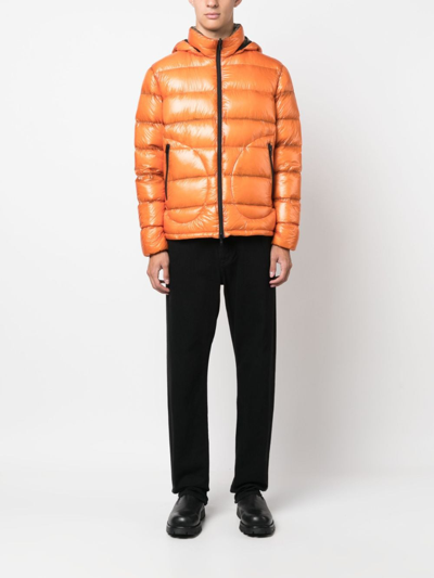 Shop Herno Goose-down Reversible Hooded Jacket In Orange