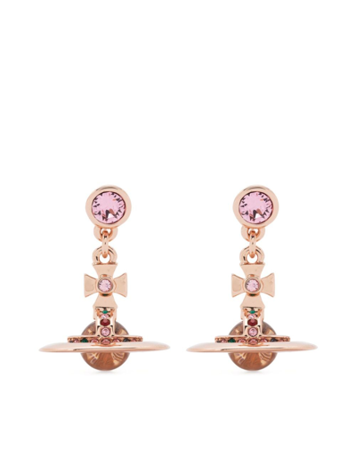 Shop Vivienne Westwood New Petite Orb Earrings In Pink