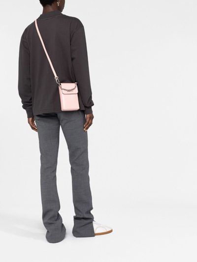 Shop Michael Michael Kors Logo-plaque Leather Crossbody Bag In Pink