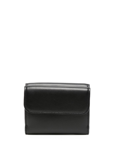 Chloé Logo-embroidered Tri-fold Wallet In Black