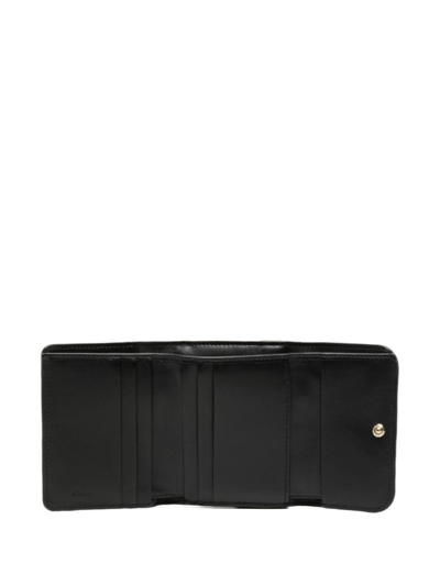 Shop Chloé Sense Tri-fold Leather Wallet In Black