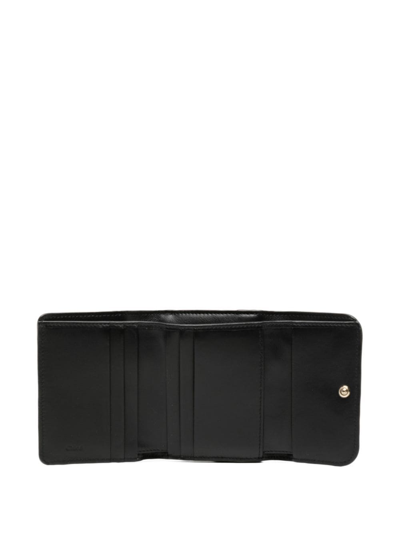 Chloé Logo-embroidered Tri-fold Wallet In Black