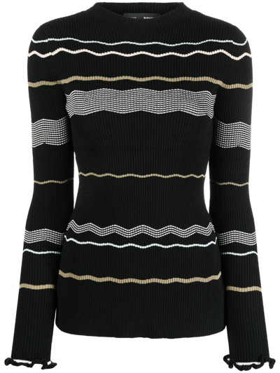 Shop Proenza Schouler Striped Ribbed-knit Jumper In Black
