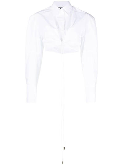 Shop Jacquemus La Chemise Plidao Cropped Shirt In White