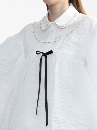 Shop Simone Rocha Bow-embellished Puff-sleeve Minidress In White