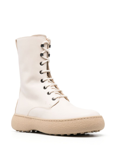 Shop Tod's Lace-up Ankle Boots In Neutrals