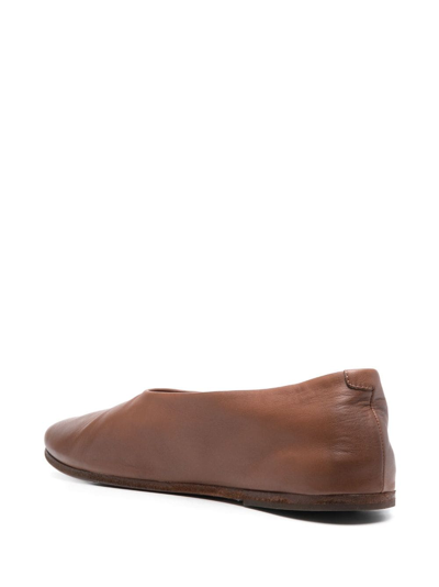 Marsèll Suede Almond-toe Flats In Brown
