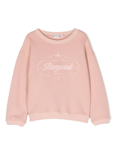Shop Bonpoint Logo-embroidered Crew-neck Sweatshirt In Pink