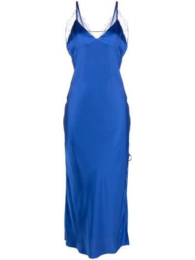 Shop Patrizia Pepe Satin Slip Dress In Blue