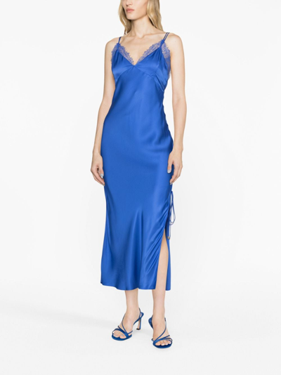 Shop Patrizia Pepe Satin Slip Dress In Blue