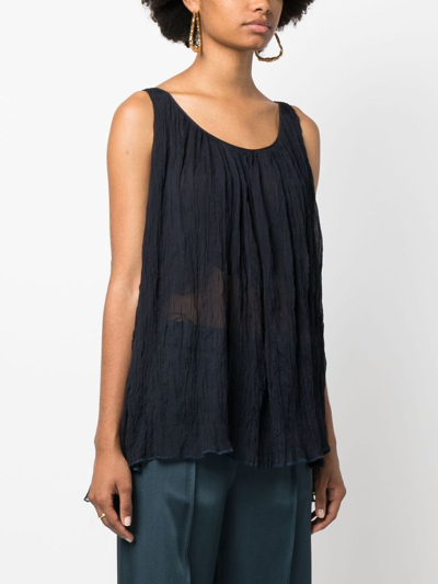Pre-owned Prada 2000s Sleeveless Silk Blouse In Blue