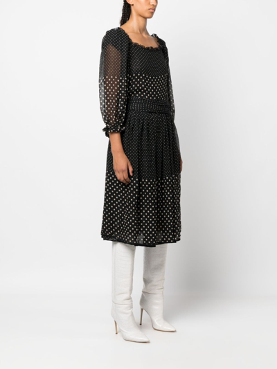 Pre-owned Valentino 1990s Polka-dot Sheer Silk Dress In Black