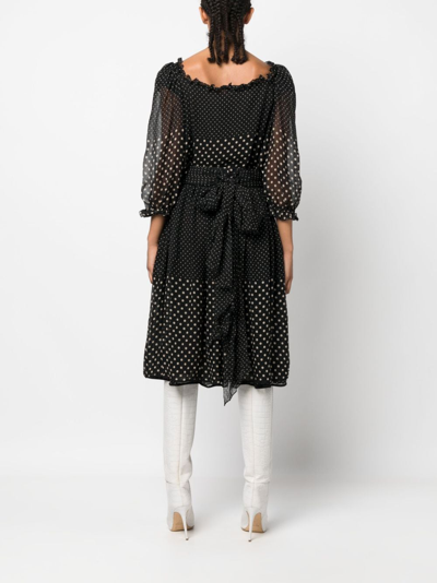 Pre-owned Valentino 1990s Polka-dot Sheer Silk Dress In Black
