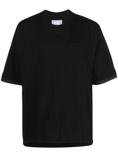 Shop Sacai Layered-detail Jersey T-shirt In Black