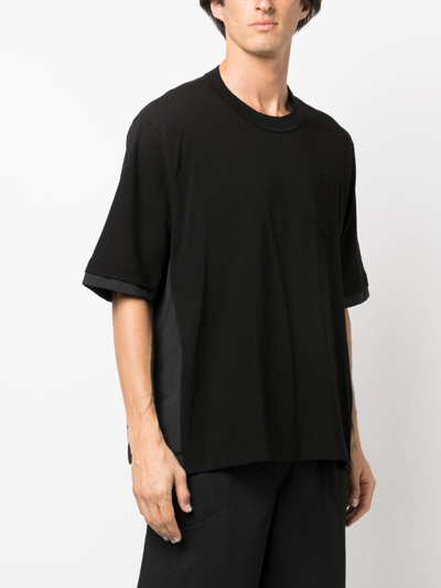 Shop Sacai Layered-detail Jersey T-shirt In Black