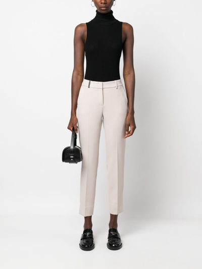 Shop Peserico Pressed-crease Cropped Trousers In Neutrals