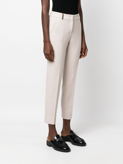 Shop Peserico Pressed-crease Cropped Trousers In Neutrals