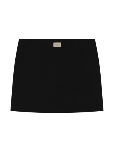 Shop Dolce & Gabbana Logo-plaque Mini Skirt In Black