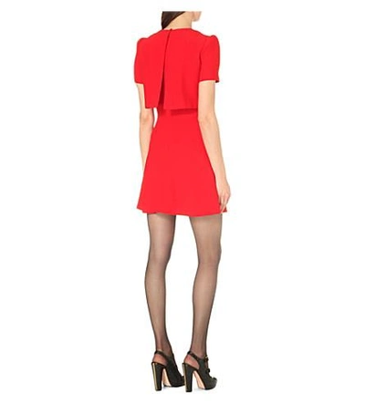 Shop Alexander Mcqueen Pleated Crepe Dress In Blazer Red