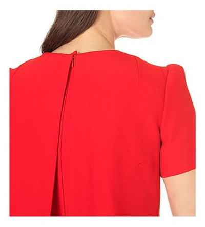 Shop Alexander Mcqueen Pleated Crepe Dress In Blazer Red