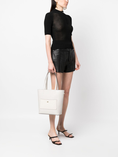 Dkny Leather Tote Bag In Neutrals