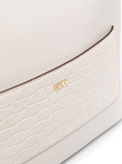 Shop Dkny Leather Tote Bag In Neutrals