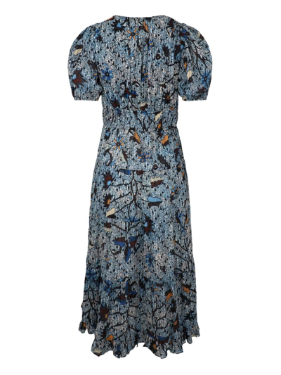 Shop Ulla Johnson Thelma Floral-print Midi Dress In Blue