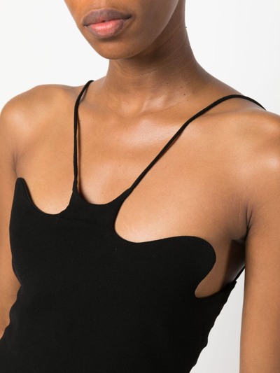 Shop Monot Curvy-neckline Minidress In Black