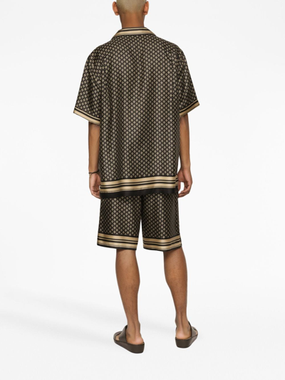 Shop Dolce & Gabbana Geometric-print Silk Shirt In Black