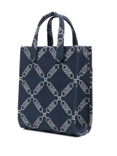 Shop Michael Kors Gigi Empire Logo-jacquard Crossbody Bag In Blue