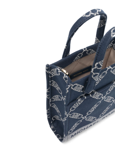 Shop Michael Kors Gigi Empire Logo-jacquard Crossbody Bag In Blue