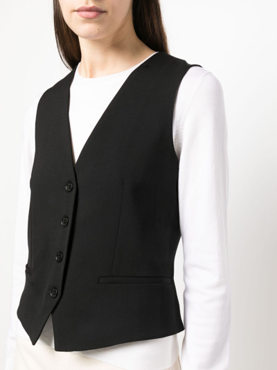 Shop P.a.r.o.s.h V-neck Button-up Waistcoat In Black