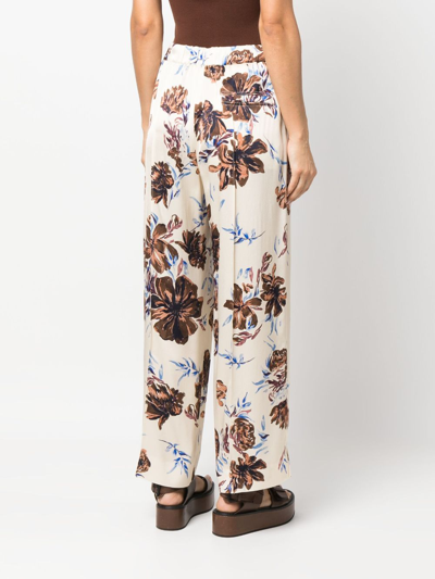 Shop Jil Sander Floral-print Wide-leg Trousers In Neutrals