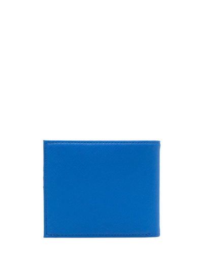 Shop Emporio Armani Logo-plaque Leather Wallet In Blue