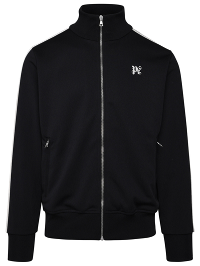 Shop Palm Angels Man  Pa Monogram Sweatshirt In Black Polyester