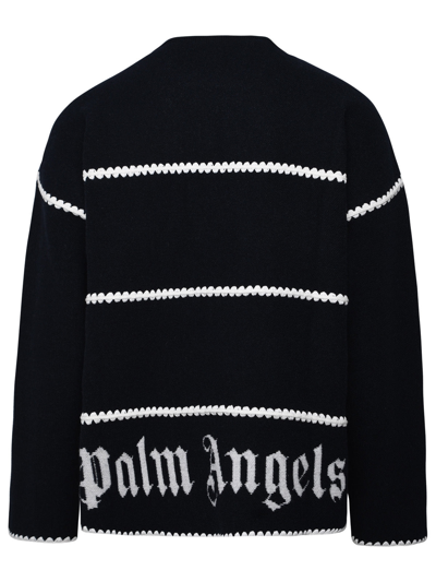 Shop Palm Angels Man  Blue Wool Blend Sweater