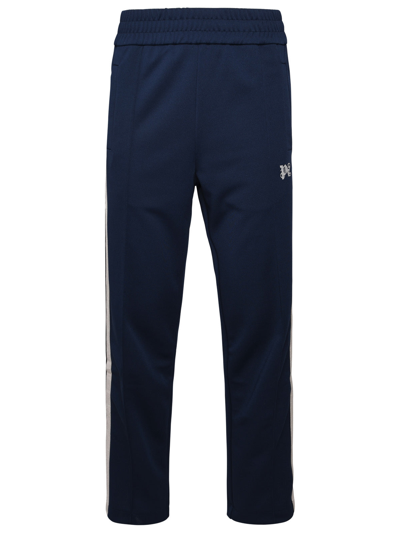 Shop Palm Angels Blue Polyester Pants Man