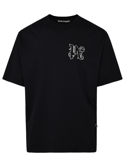 Shop Palm Angels Man Black Cotton T-shirt