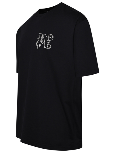 Shop Palm Angels Man Black Cotton T-shirt