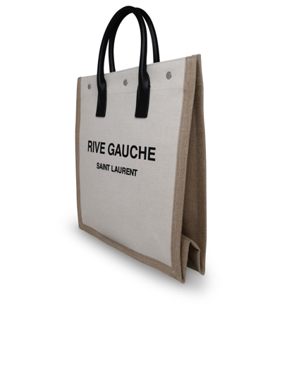 Shop Saint Laurent Man  Beige Canvas Bag In Cream