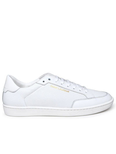 Shop Saint Laurent Man Court Sneakers In White Leather