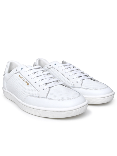 Shop Saint Laurent Man Court Sneakers In White Leather
