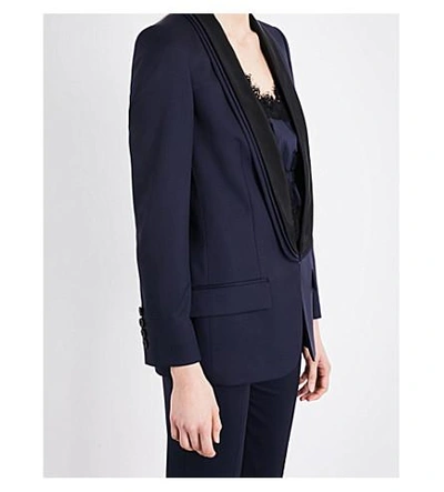 Shop Stella Mccartney Melissa Layered Wool Jacket In Navy