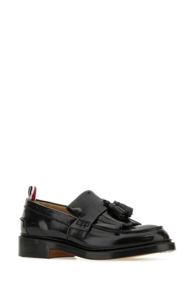 Shop Thom Browne Woman Black Leather Loafers